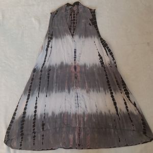 Lapis Small Sleeveless Long Tide Dye Style Top